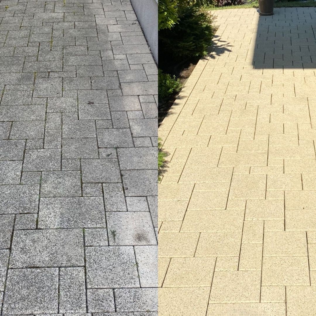 Professionelle Steinreinigung Blaustein Pflastersteine sauber