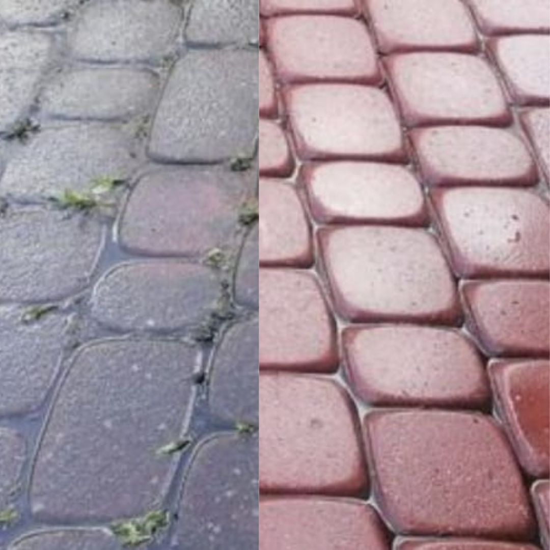 Pflasterreinigung Erbach Steinreinigung Vorher Nachher