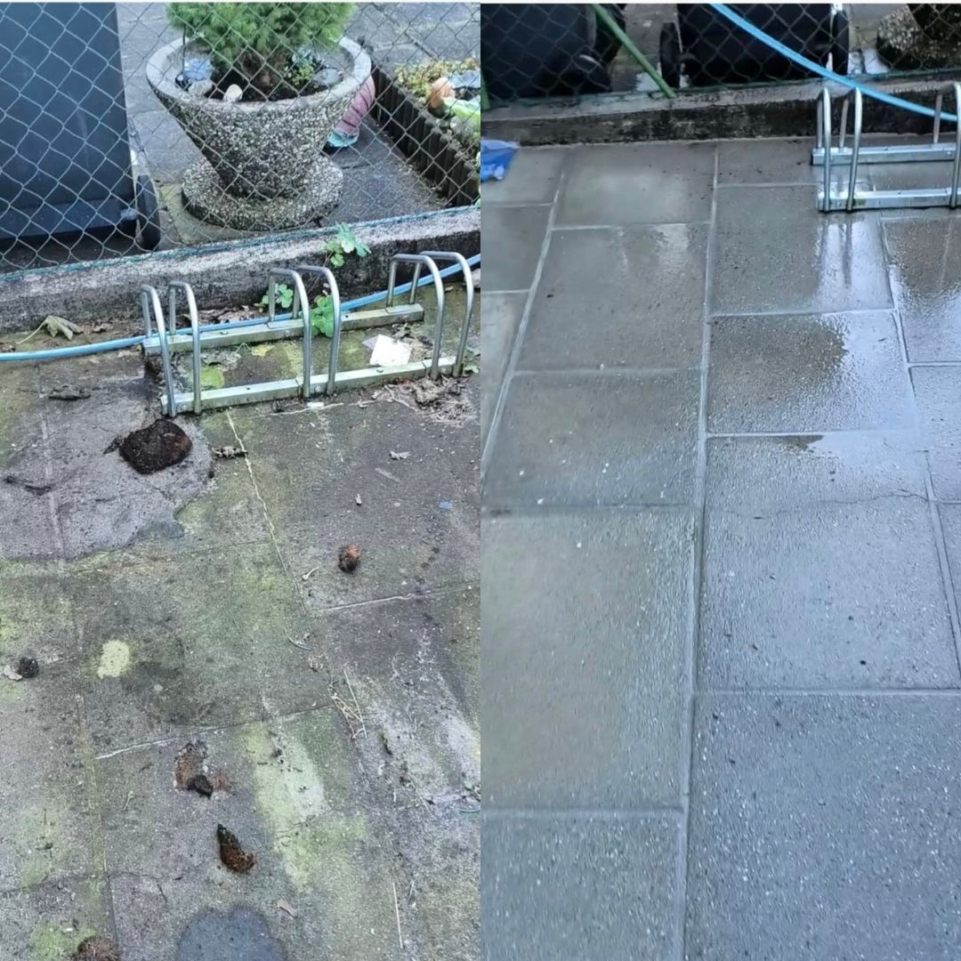 Reinigung von Steinterrassen Ulm Vorher Nachher